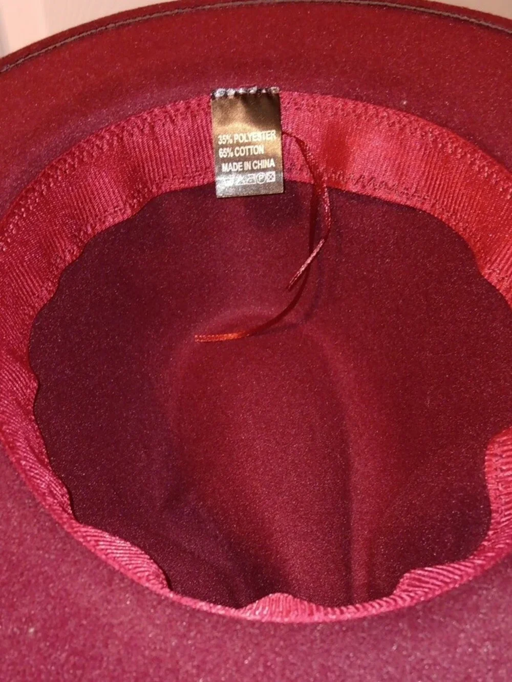 Women’s Burgundy Felt Fedora with Leopard Band and Pearl Accent